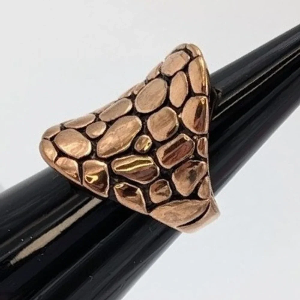 RS Covenant RSC Ring Size 7 Bronze Tone‎ Pebble Statement Chunky Brutalist